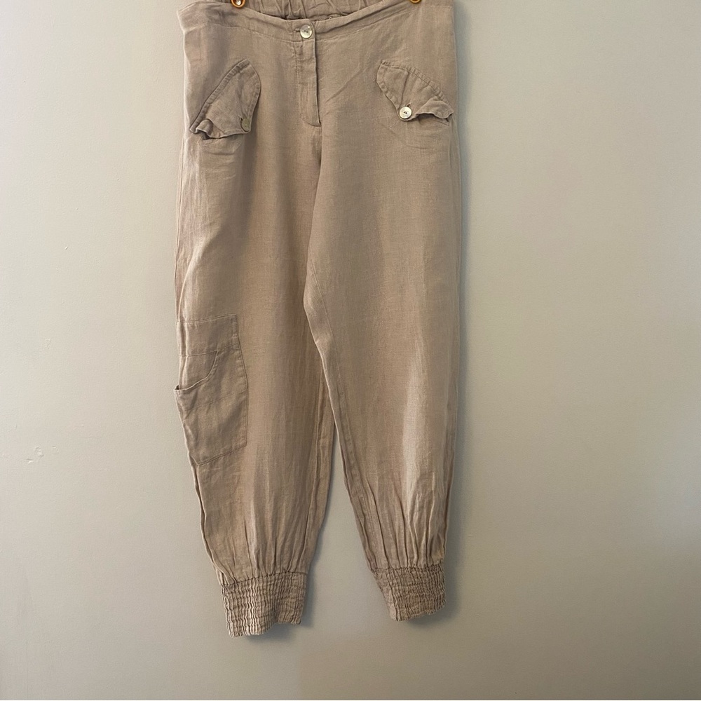 Casual Tan Linen Joggers